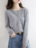 Cardigan Loose Large Size Crewneck Wool Sweater New Blouseo Female Casual Long Sleeve Tops