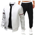 Mens Jacket Fashion Casual Bomber +Sweatpants 2 Piece