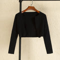 Black Cropped Knitted Sweater Korean Style Women's Coat Long Sleeve Top Jersey Cardigan Female Clothing Blouses