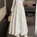 Summer White Floral Long Skirt Womens Clothes Fashion