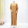 Elegant Long Sleeve Muslim Abaya Loose Maxi Dress,Women's Clothing