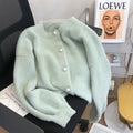 Sweater Cardigan Women Korean Slim Plush Knit O-neck Short Tops Casual Knitwear Gilet Jackets Soft Malhas Coats