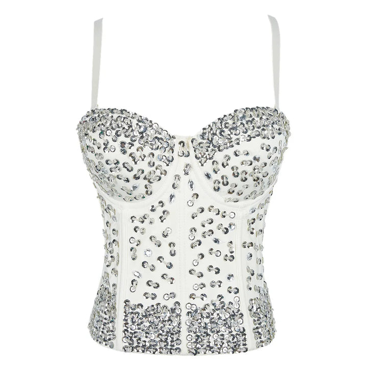 Crop Top Diamond Denim Strapless Vest Bustier