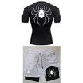 Men Quick Dry Manga Compression Shirt+Gym Shorts 2PCS