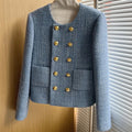 Cardigan Coat Elegant Office Lady Tweed Jacket Fashion Pocket Long Sleeve Solid Outerwears Clothing