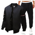 Mens Jacket Fashion Casual Bomber +Sweatpants 2 Piece