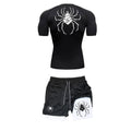 Men Quick Dry Manga Compression Shirt+Gym Shorts 2PCS