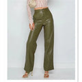 Pantalon en cuir taille haute