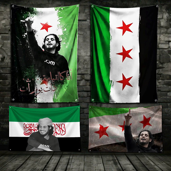 Drapeau de la paix en Syrie 3x5 pieds Bannière d'impression numérique en polyester pour décoration murale de garage ou de porte extérieure avec œillets en laiton