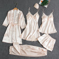 5pcs/Set Silk Robe Sleep Suit Women Home Nightwear Summer Nightdress