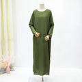 Elegant Long Sleeve Muslim Abaya Loose Maxi Dress,Women's Clothing