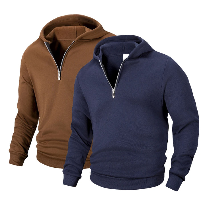 Sweat-shirts pour hommes Printemps Pull épais Pull demi-zip Sweat-shirt d'extérieur pour hommes Haut à col roulé de couleur unie