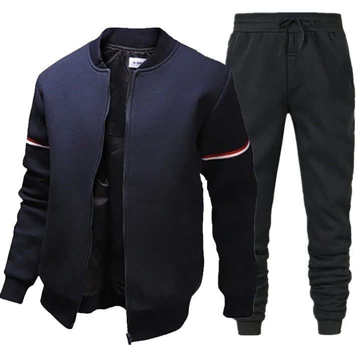 Mens Jacket Fashion Casual Bomber +Sweatpants 2 Piece