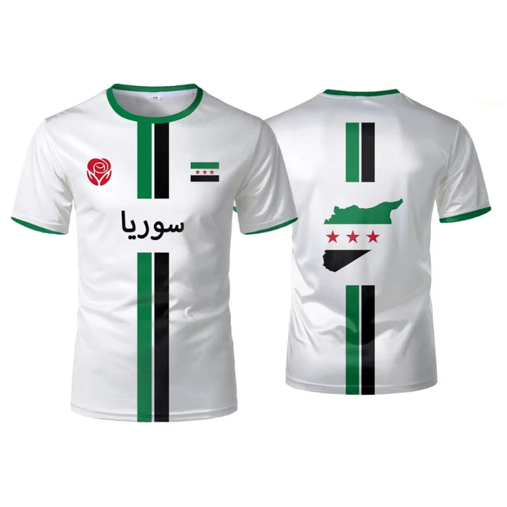 T-shirts de football syrien T-shirts de sport pour hommes Drapeau syrien Hauts surdimensionnés de rue