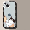 Funny Cute Cartoon Cat Phone Case For iPhone 16 15 14 13 12 11 Pro Max Mini XS X XR SE2020 7 8 Plus Transparent Clear Soft Cover