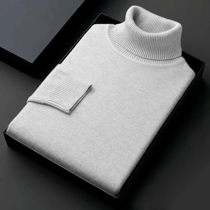 Mens High Quality Knitted Turtleneck Sweater Long Sleeve Breathable Pullover Large Solid Color Warm Streetwear