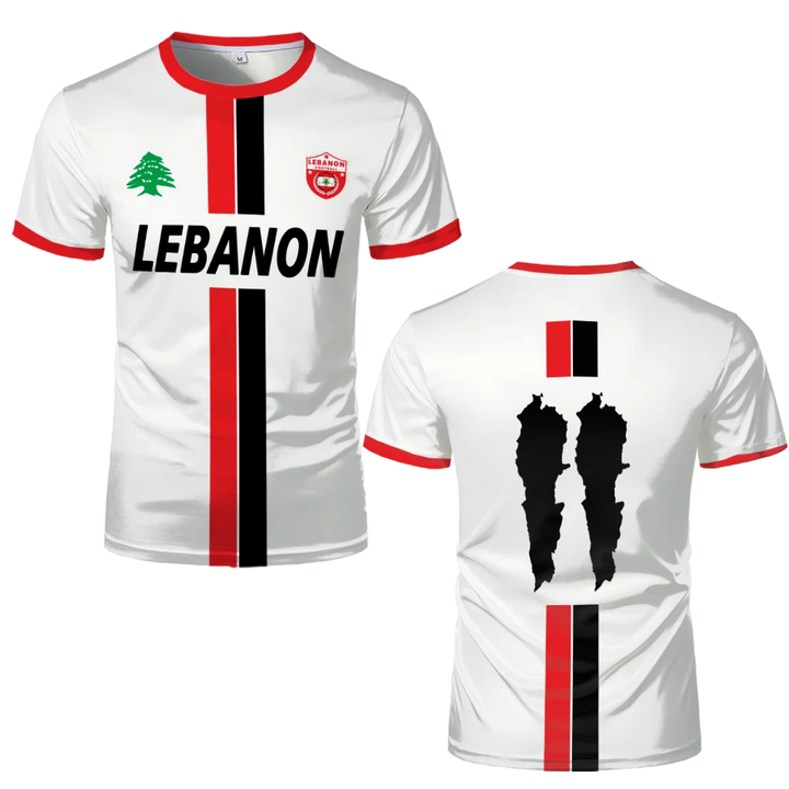 Maillots de football du Liban T-shirts adultes et enfants légers de luxe imprimés numériquement uniformes de football de sport vêtements drapeau libanais pour hommes