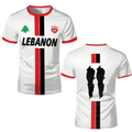 Maillots de football du Liban T-shirts adultes et enfants légers de luxe imprimés numériquement uniformes de football de sport vêtements drapeau libanais pour hommes