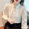 Autumn Fashion Office Lady White Blouse Elegant Long