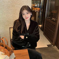 Luxury Black Fluffy Jacket Fall Winter Outerwear