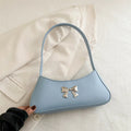 Trendy Shoulder Bag Underarm Bag Silver Bow Small Square Bag For Women