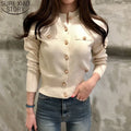 Korea Long Sleeve Fashion Women Cardigans Sweater Knitted Coat Short Casual Single Breasted Korean Slim Chic Ladies Tops