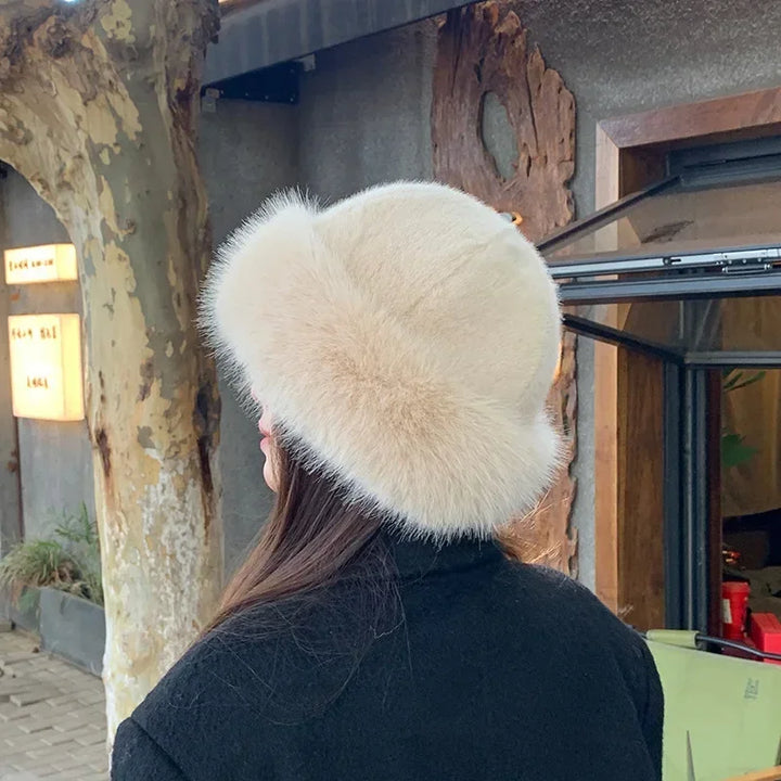 Bonnet en fourrure pour femme, chapeau en fourrure pour l'automne et l'hiver