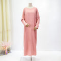 Elegant Long Sleeve Muslim Abaya Loose Maxi Dress,Women's Clothing