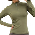 Women Long Sleeve Solid Color Half Zipper T-shirt Quick Dry Fitness Gym Blouse Yoga Clothing Running Shirts Sport Shirts Tops