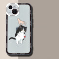 Funny Cute Cartoon Cat Phone Case For iPhone 16 15 14 13 12 11 Pro Max Mini XS X XR SE2020 7 8 Plus Transparent Clear Soft Cover