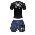 Men Quick Dry Manga Compression Shirt+Gym Shorts 2PCS