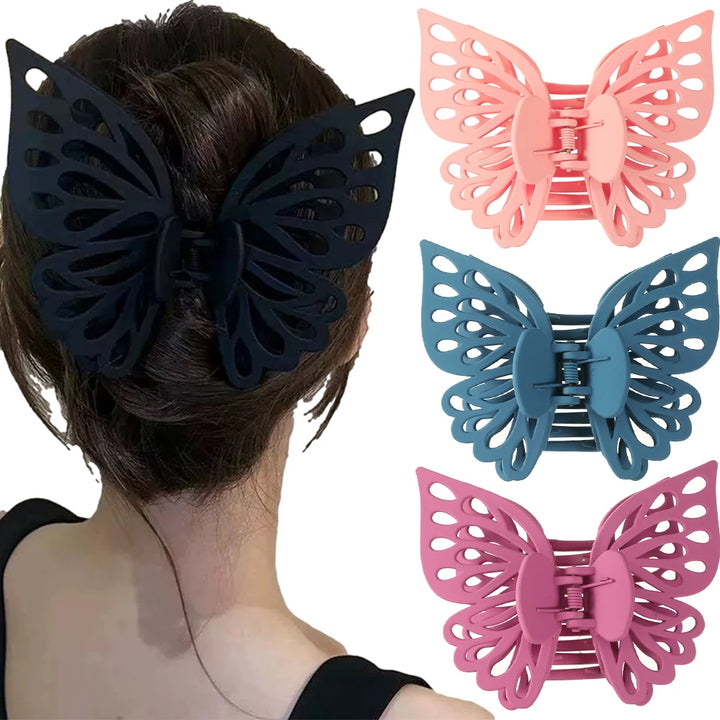 Haimeikang Butterfly Solid Color Hair Claws Hair Clips Girls Korean Ponytail Headwear Styling Tools Hairpin Crabs Clips For Hair