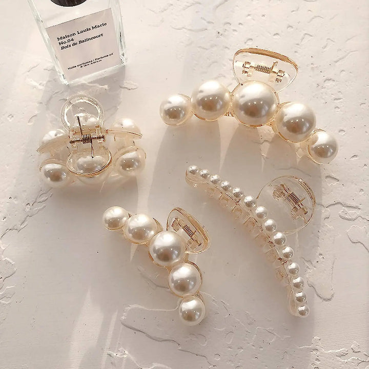 Elegant Big Pearl Hair Claws for Women