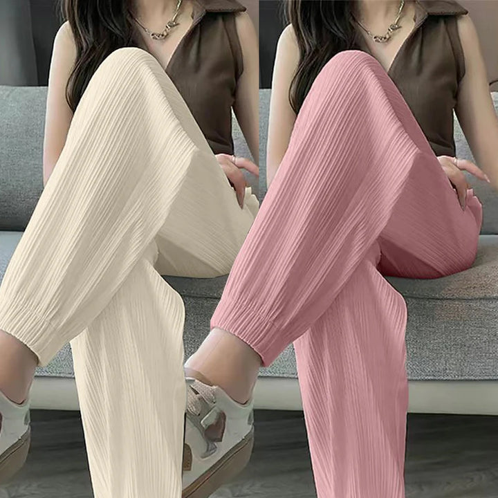 Ice Silk Casual Wide Leg Harem Pants Loose Trousers