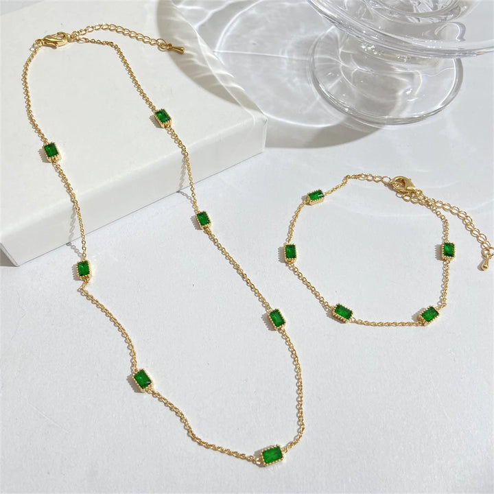 Stainless Steel Green Necklaces Bracelets