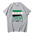 Syrian Freedom Tshirts Syria Map T-shirt Short Sleeve Cotton Mens Tee-shirt Round Neck Male Tees Tops