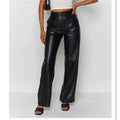 Pantalon en cuir taille haute