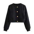 Lady Beige Twist Bomber Jackets Women Long Sleeve Buttons Spring Coats Elegant Pockets Outwears