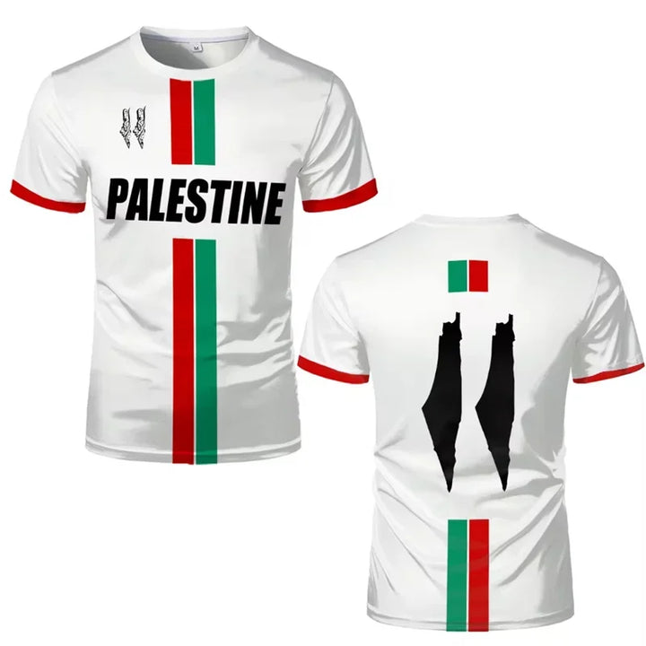 T-shirts de football palestiniens à manches courtes pour l'été, drapeau palestinien