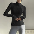 Women Zip Fitness Clothes Long Sleeve Sports Jacket Gym Clothes Woman Yoga Shirt Quick Dry Top Sunscreen Sportswear Yoga Clothes