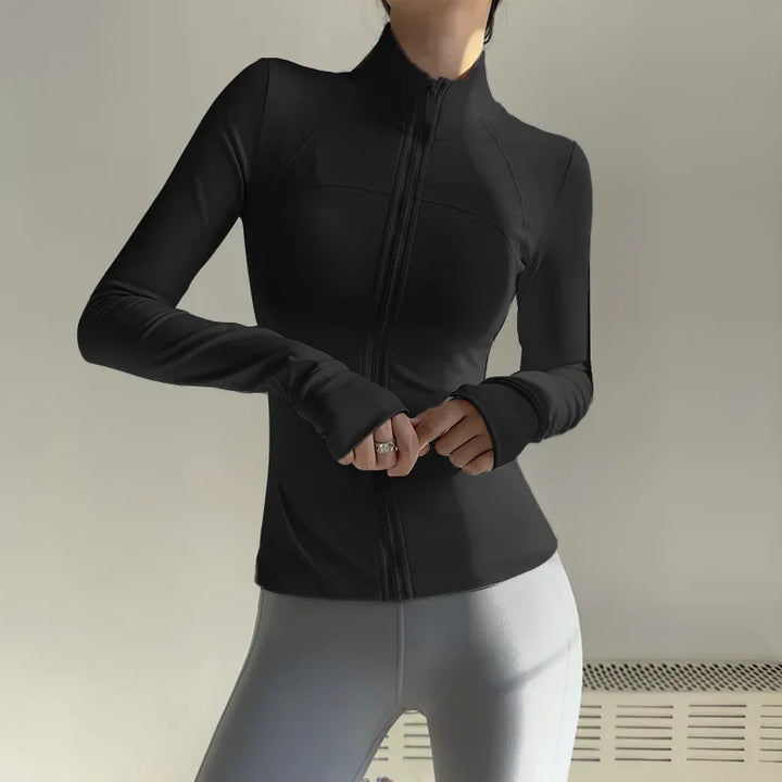 Vêtements de fitness à fermeture éclair pour femmes, veste de sport à manches longues, vêtements de sport, chemise de yoga pour femme, haut à séchage rapide, protection solaire, vêtements de sport, vêtements de yoga