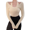 Womens version Long Sleeve Sweater Off Shoulder Knitted Pullover Jumper Sweaters Knit Sweater Casual Loose Blouse