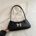 Trendy Shoulder Bag Underarm Bag Silver Bow Small Square Bag For Women