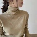 New Elegant Turtleneck Sweater Women Old Money Style Slim Solid Color Jumper Autumn Winter Casual Knitwear Tops