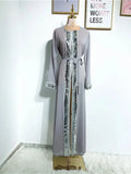 Ramadan Gray Sequin Kimono Abaya