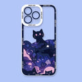 Cartoon Starry Sky Cat Clear Case for Samsung Galaxy S25 S23 S22 Ultra S21 S24 FE A14 A16 A15 A25 A35 A55 A54 A34 A53 A33 Cover