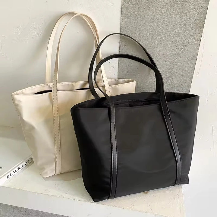 Simple Solid Color Shoulder Bag Handbag Oxford Women