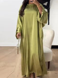 Satin Batwing Abaya Elegante Muslim Kaftan Dress Abayas For Women