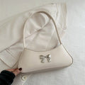 Trendy Shoulder Bag Underarm Bag Silver Bow Small Square Bag For Women