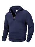 Sweat-shirts pour hommes Printemps Pull épais Pull demi-zip Sweat-shirt d'extérieur pour hommes Haut à col roulé de couleur unie